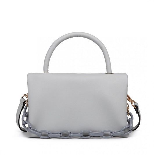 Miss Lulu Personality Versatile Chain Handbag Crossbody Bag - Grey