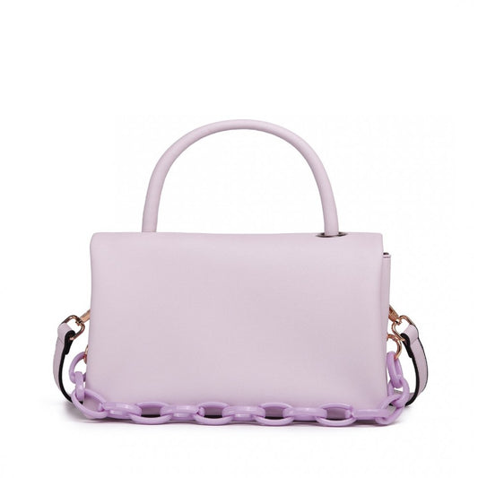 Miss Lulu Personality Versatile Chain Handbag Crossbody Bag - Purple