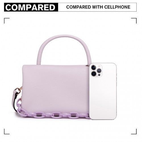 Miss Lulu Personality Versatile Chain Handbag Crossbody Bag - Purple