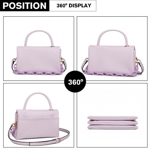 Miss Lulu Personality Versatile Chain Handbag Crossbody Bag - Purple