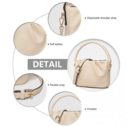 Miss Lulu Women's Soft Leather Pleated Handbag - Beige