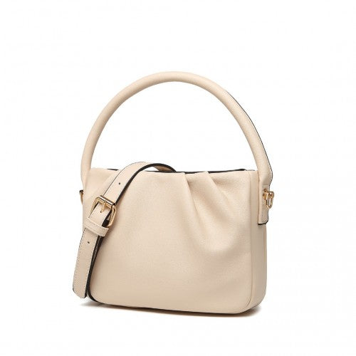 Miss Lulu Women's Soft Leather Pleated Handbag - Beige