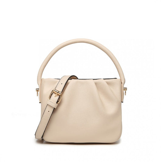 Miss Lulu Women's Soft Leather Pleated Handbag - Beige