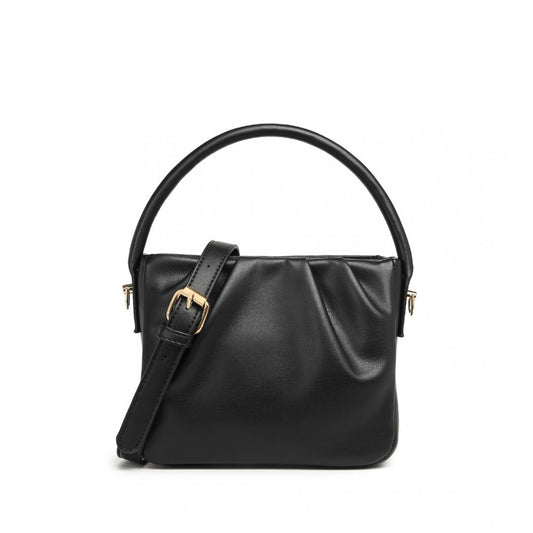 Miss Lulu Women's Soft Leather Pleated Handbag - Black