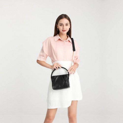 Miss Lulu Women's Soft Leather Pleated Handbag - Black