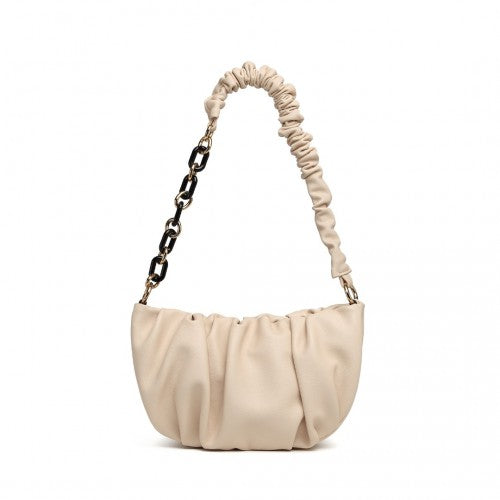 Miss Lulu Premium Chain Cloud-Like Pochette Handbag - Beige