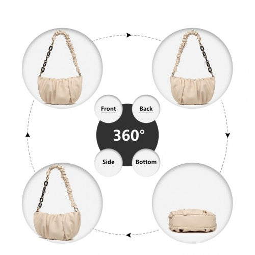 Miss Lulu Premium Chain Cloud-Like Pochette Handbag - Beige