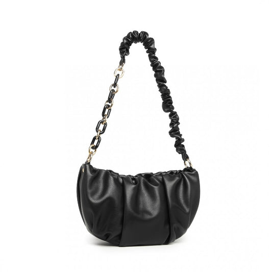 Miss Lulu Premium Chain Cloud-Like Pochette Handbag - Black