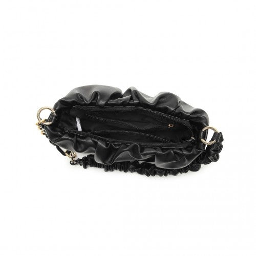 Miss Lulu Premium Chain Cloud-Like Pochette Handbag - Black