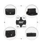 Miss Lulu V-Quilted Flap Leather Shoulder Bag - Black
