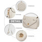 Miss Lulu V-Quilted Flap Leather Shoulder Bag - Grey