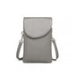 Miss Lulu Touch Screen Genuine Leather Small Crossbody Bag - Grey