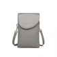 Miss Lulu Touch Screen Genuine Leather Small Crossbody Bag - Grey