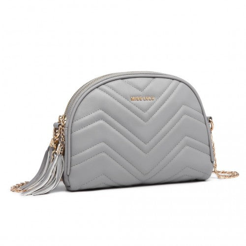 Miss Lulu Trendy Tassel Crossbody Bag - Grey