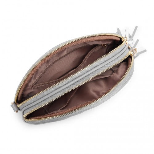 Miss Lulu Trendy Tassel Crossbody Bag - Grey