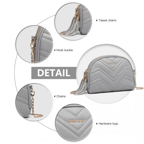Miss Lulu Trendy Tassel Crossbody Bag - Grey