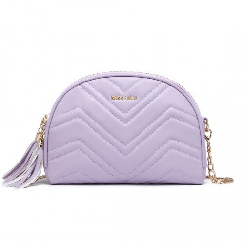 Miss Lulu Trendy Tassel Crossbody Bag - Purple