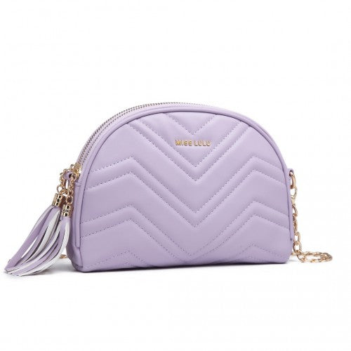 Miss Lulu Trendy Tassel Crossbody Bag - Purple