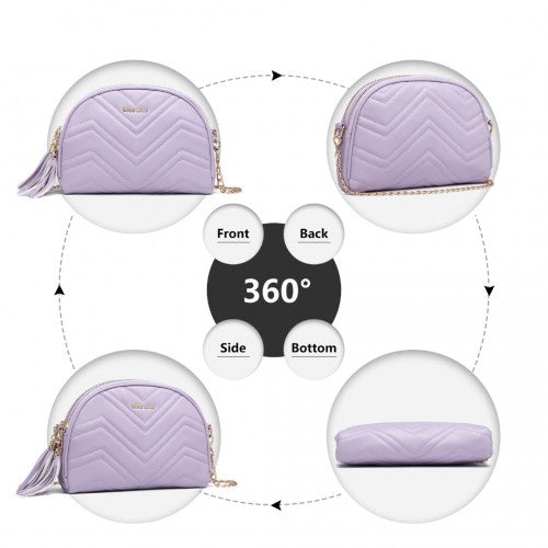 Miss Lulu Trendy Tassel Crossbody Bag - Purple
