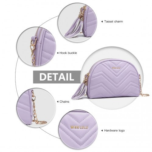 Miss Lulu Trendy Tassel Crossbody Bag - Purple