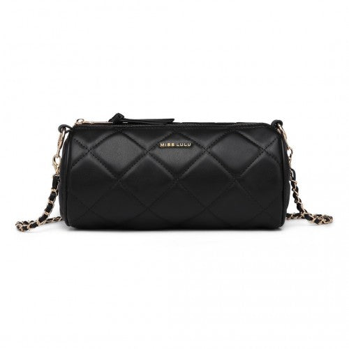 Miss Lulu Cylindrical Lightweight Cross Body Bag - Black