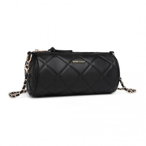 Miss Lulu Cylindrical Lightweight Cross Body Bag - Black