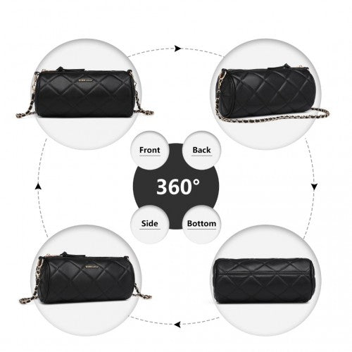 Miss Lulu Cylindrical Lightweight Cross Body Bag - Black
