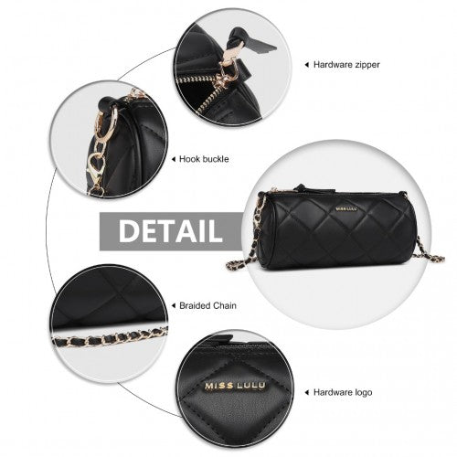 Miss Lulu Cylindrical Lightweight Cross Body Bag - Black