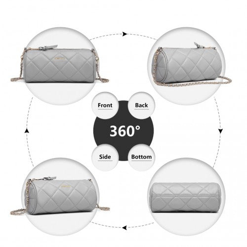Miss Lulu Cylindrical Lightweight Cross Body Bag - Grey