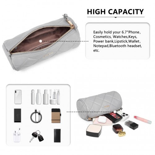 Miss Lulu Cylindrical Lightweight Cross Body Bag - Grey