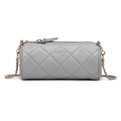 Miss Lulu Cylindrical Lightweight Cross Body Bag - Grey