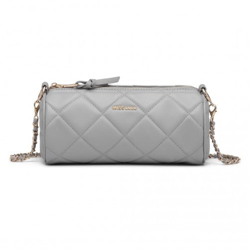 Miss Lulu Cylindrical Lightweight Cross Body Bag - Grey