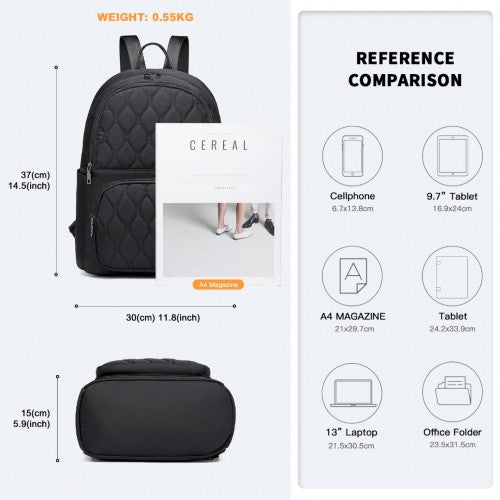 Miss Lulu Casual Lightweight Ladies Backpack - Black