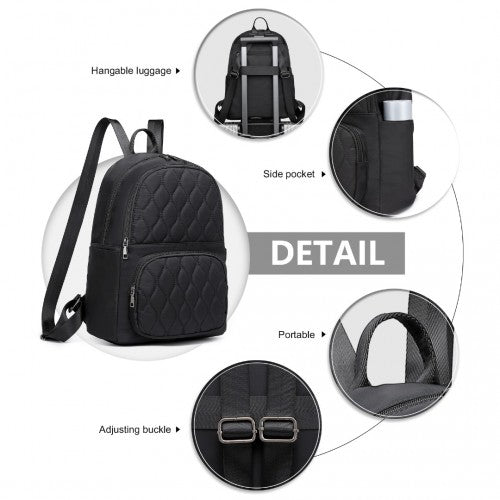 Miss Lulu Casual Lightweight Ladies Backpack - Black
