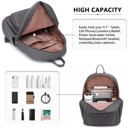 Miss Lulu Casual Lightweight Ladies Backpack - Grey