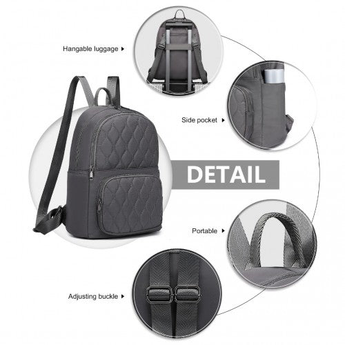 Miss Lulu Casual Lightweight Ladies Backpack - Grey