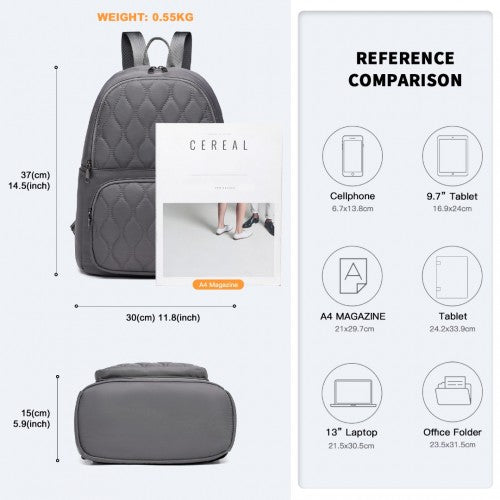 Miss Lulu Casual Lightweight Ladies Backpack - Grey