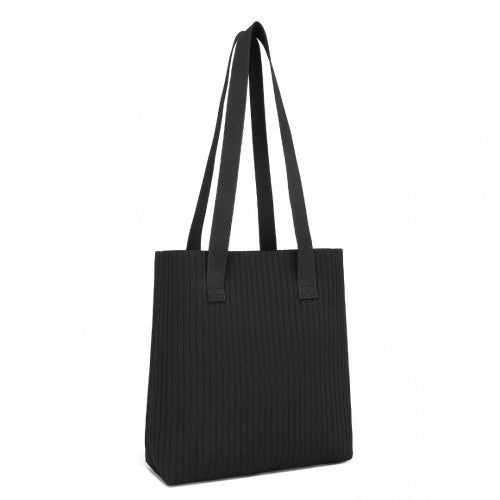 Miss Lulu Large Capacity Polyester Tote Shopping Bag - Black