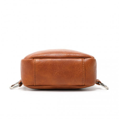 Miss Lulu Convertible PU Leather Multi-Wear Chest Bag - Brown