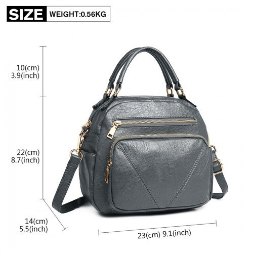 Miss Lulu Bowler Style Shoulder Bag - Grey