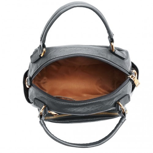 Miss Lulu Bowler Style Shoulder Bag - Grey