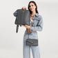 Miss Lulu 3 Piece Elegant Leather Backpack Set - Grey