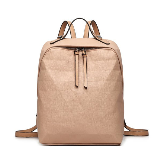 Miss Lulu Prism Pattern Leather Look Backpack