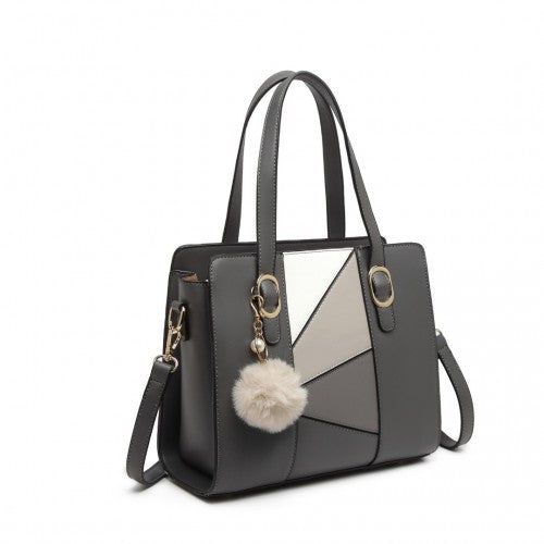 Miss Lulu Colour Block Cross-Body Handbag - Grey