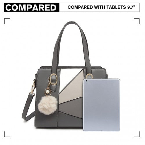 Miss Lulu Colour Block Cross-Body Handbag - Grey