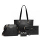 Miss Lulu 4 Piece Classic Sleek Handbag Set - Black