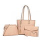 Miss Lulu 4 Piece Classic Sleek Handbag Set - Pink