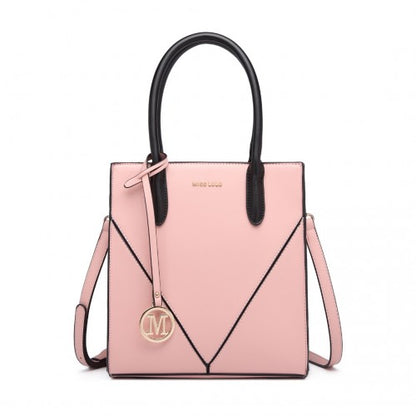 Miss Lulu Rectangular Soft Leather Cross Body Bag - Pink