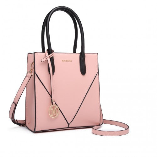 Miss Lulu Rectangular Soft Leather Cross Body Bag - Pink
