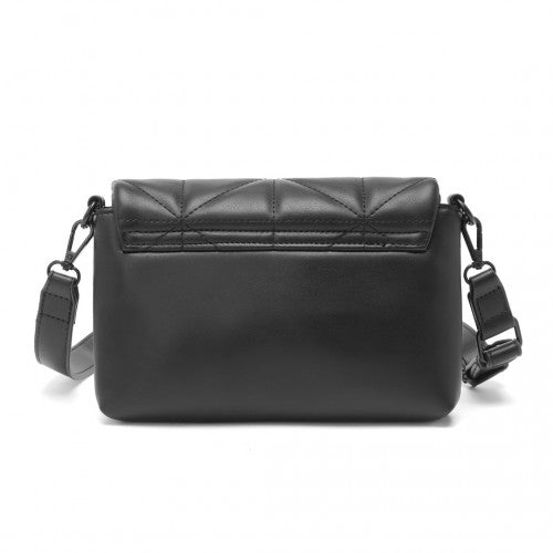 Miss Lulu Chic Quilted Shoulder Bag With Chain Strap - Black